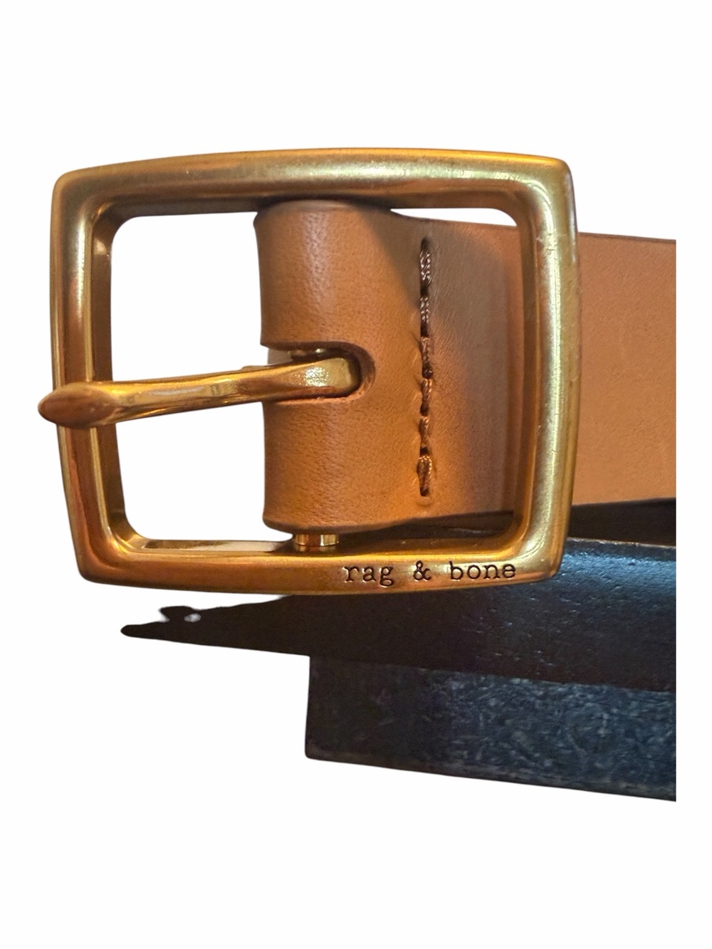 Rag & Bone NEW Genuine Leather Belt Tan Gold Brass Buckle Small
